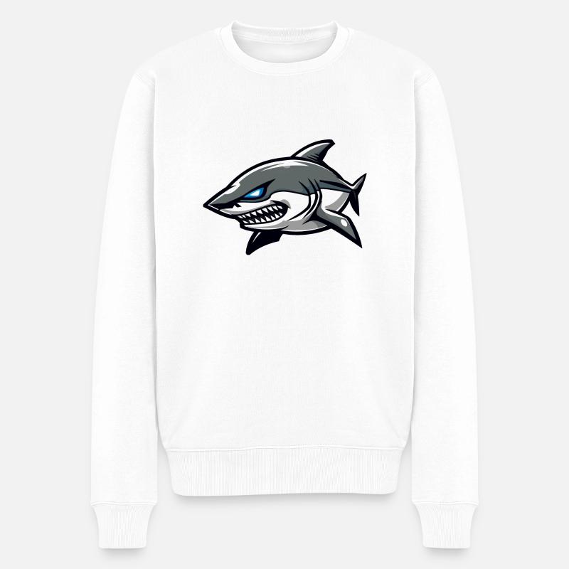 hai - Männer Premium Bio Pullover - Weiß