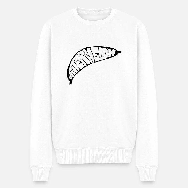 Bananen-Wassermelonen-Graff (Schablone) - Männer Premium Bio Pullover - Weiß