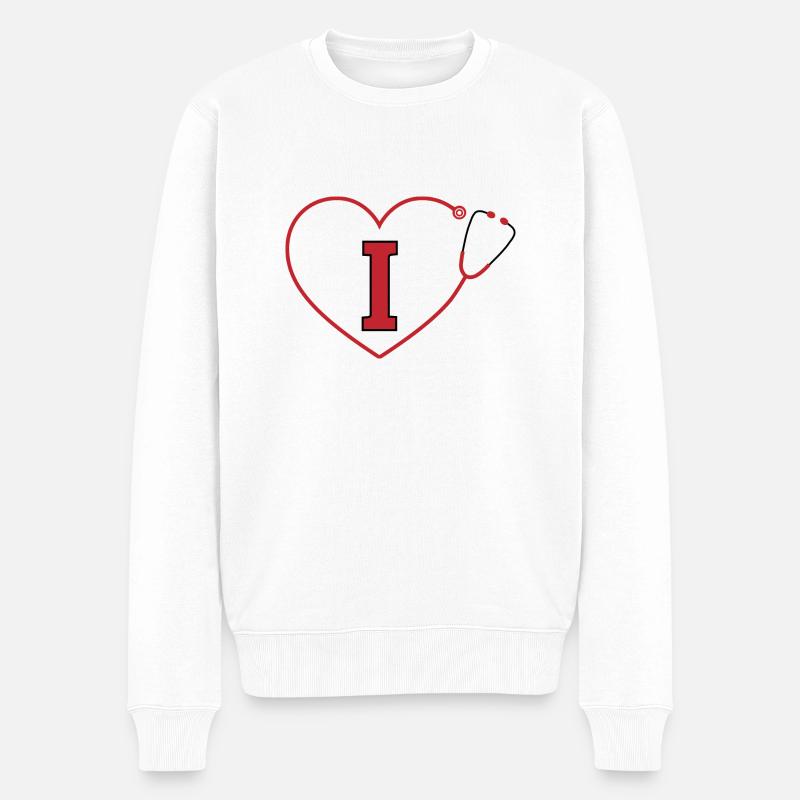 Lettre i stéthoscope - Pull Premium bio Homme - blanc