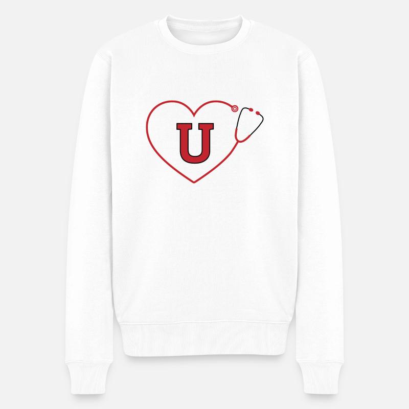 Lettre u stéthoscope - Pull Premium bio Homme - blanc
