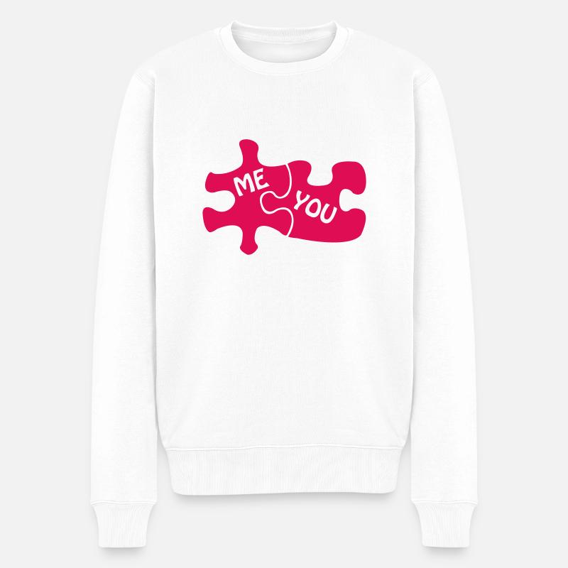 Puzzle Amour - Pull Premium bio Homme - blanc