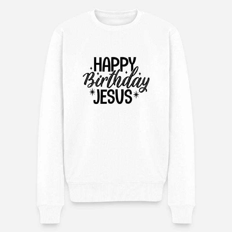 Happy Birthday Jesus - Männer Premium Bio Pullover - Weiß