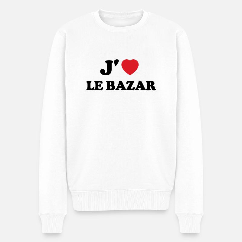 J'aime Le Bazar - Pull Premium bio Homme - blanc
