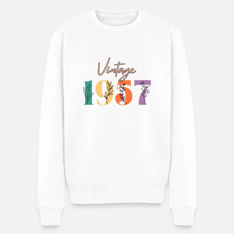 Jahrgang 1957 Blumen - Männer Premium Bio Pullover - Weiß