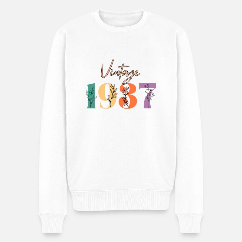 Jahrgang 1937 Blumen - Männer Premium Bio Pullover - Weiß