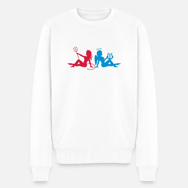 Engel, Teufel, - Männer Premium Bio Pullover - Weiß