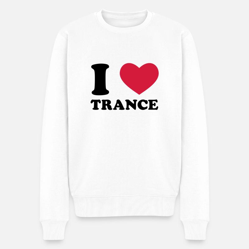 I Love Trance - Männer Premium Bio Pullover - Weiß