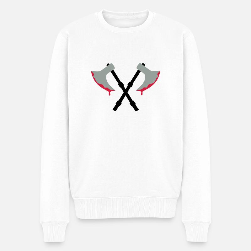 Axt - Blut - Männer Premium Bio Pullover - Weiß