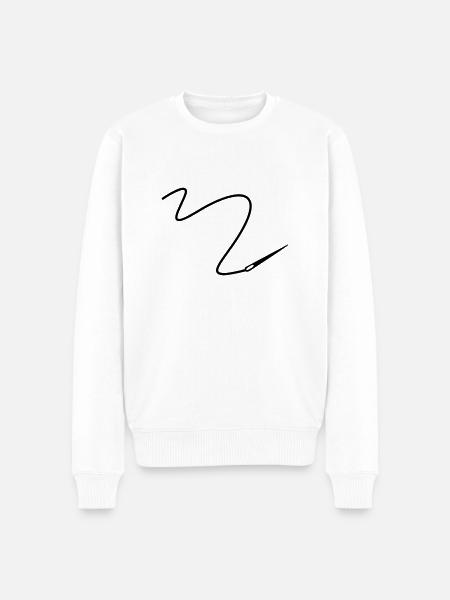 Needle with thread - Men's Premium Organic Jumper - white