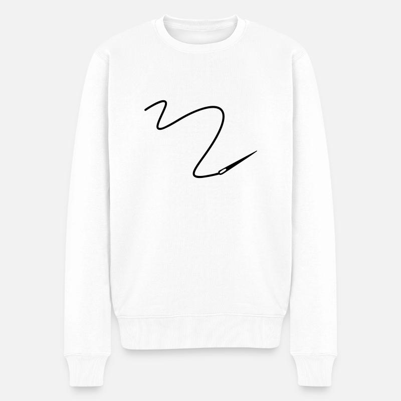 Needle with thread - Men's Premium Organic Jumper - white