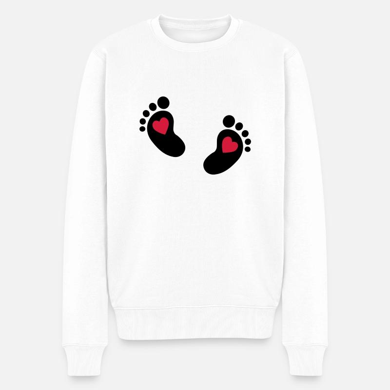 Baby Füße Herz - Männer Premium Bio Pullover - Weiß