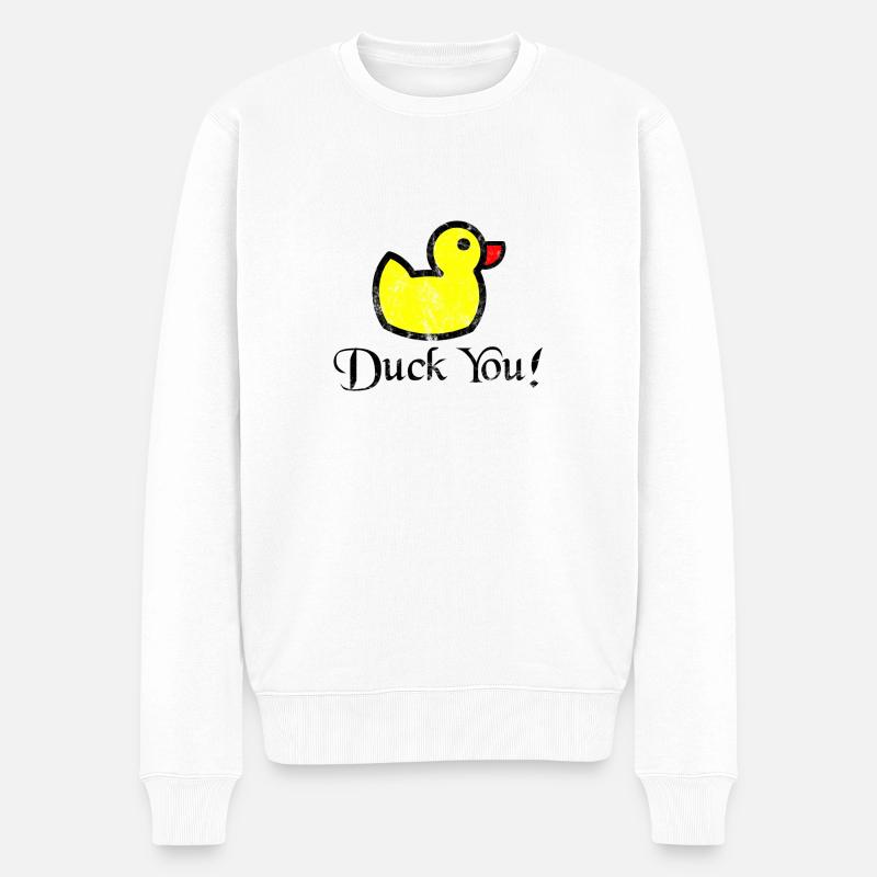 Quietscheente - Ente - Duck You! Vintage Geschenk - Männer Premium Bio Pullover - Weiß
