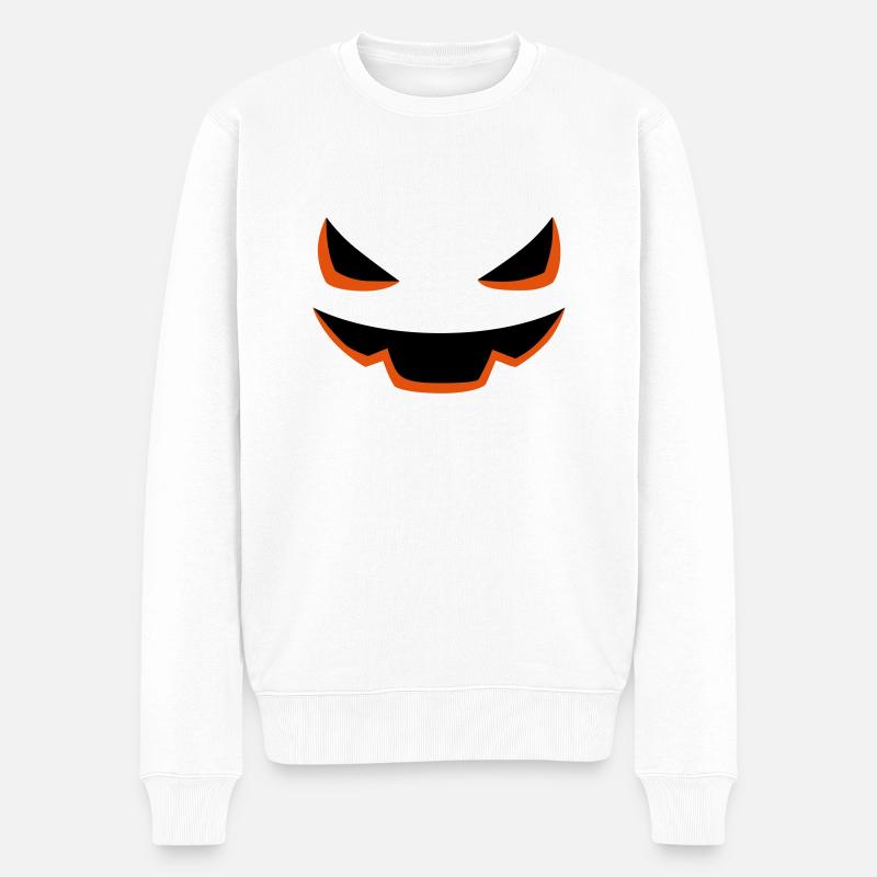 Pumpkin Face Halloween - Männer Premium Bio Pullover - Weiß