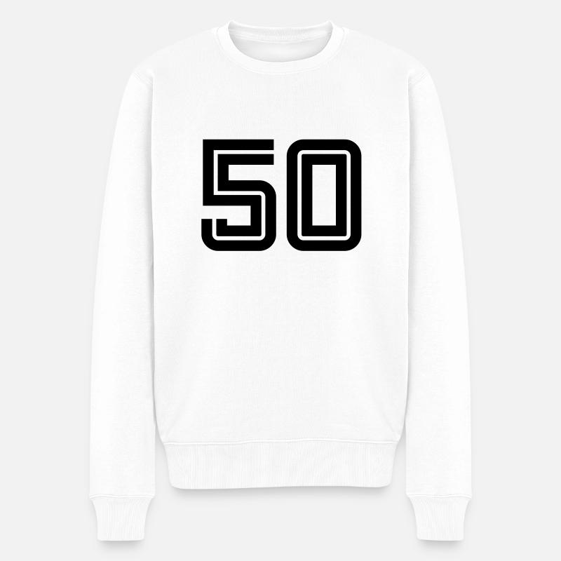 50f - Männer Premium Bio Pullover - Weiß