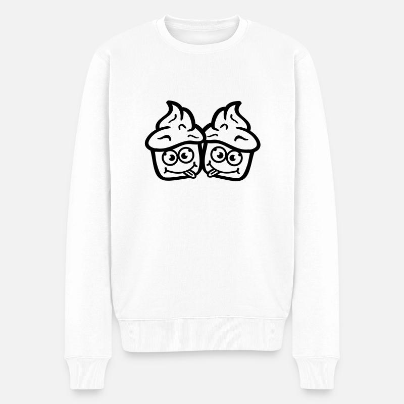 cupcake_smileys_tg1 - Männer Premium Bio Pullover - Weiß