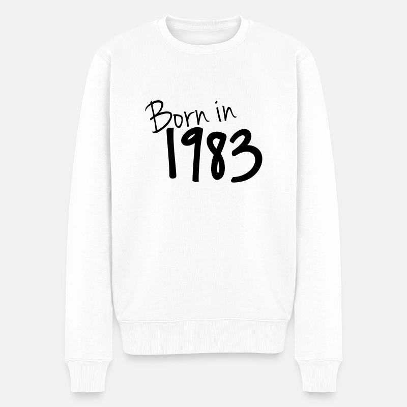 Geboren 1983 - Männer Premium Bio Pullover - Weiß