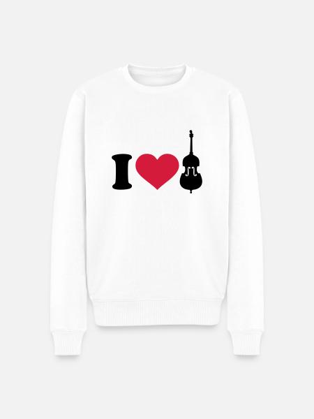 Kontrabass - Männer Premium Bio Pullover - Weiß
