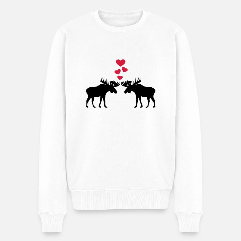 Elch - Männer Premium Bio Pullover - Weiß