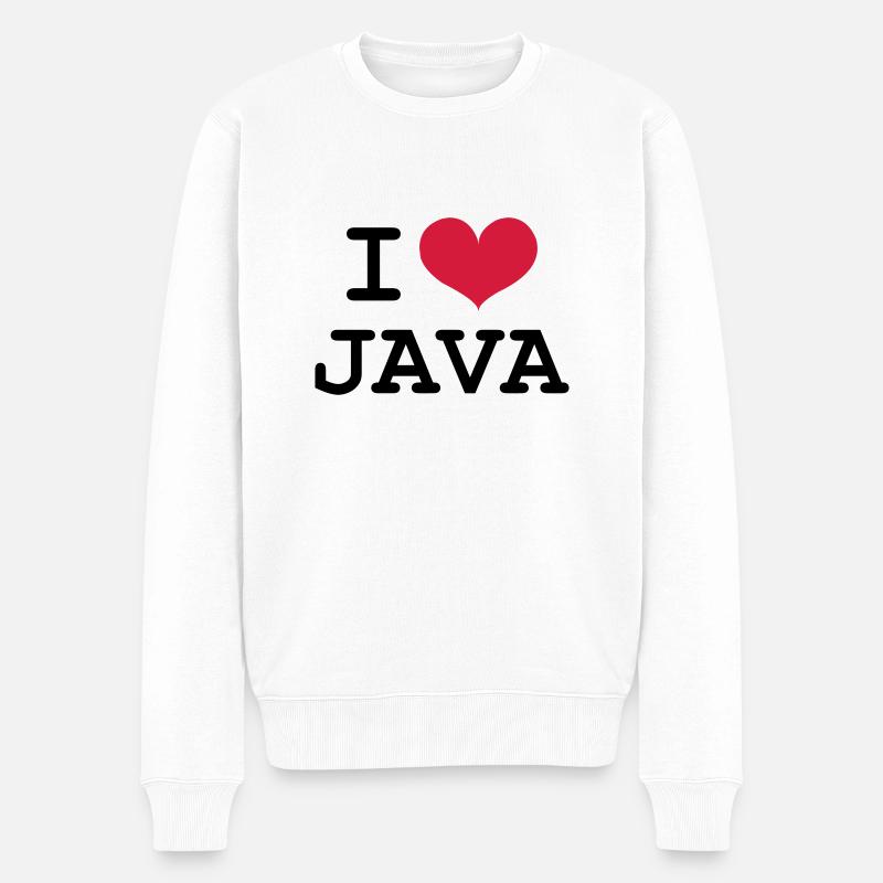 I Love Java [Developer / Geek] - Männer Premium Bio Pullover - Weiß