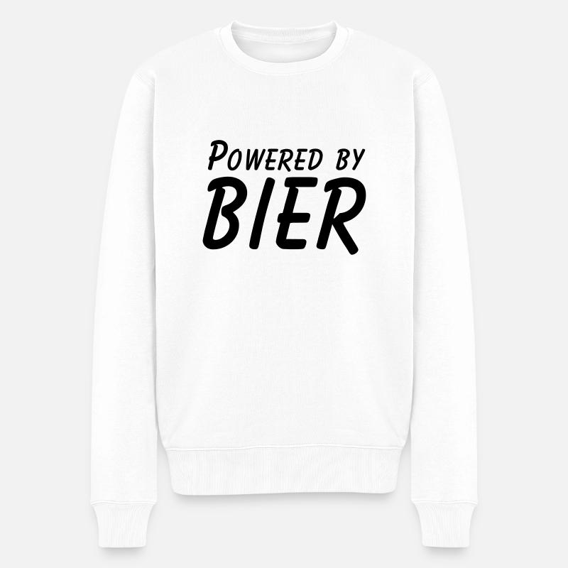 powered by bier - Männer Premium Bio Pullover - Weiß