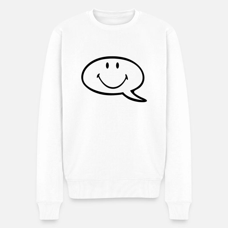 Smiley Speech Bubble - Männer Premium Bio Pullover - Weiß