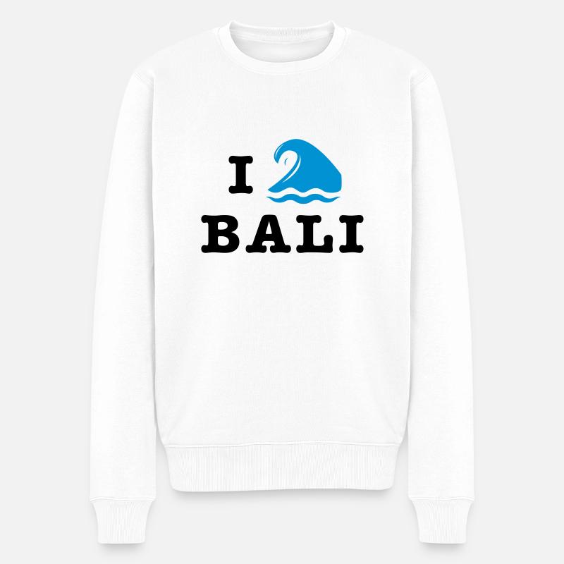 I Love Bali - Männer Premium Bio Pullover - Weiß