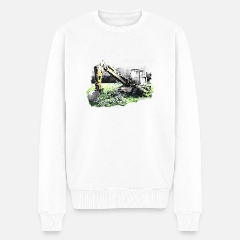 Bagger - Männer Premium Bio Pullover - Weiß