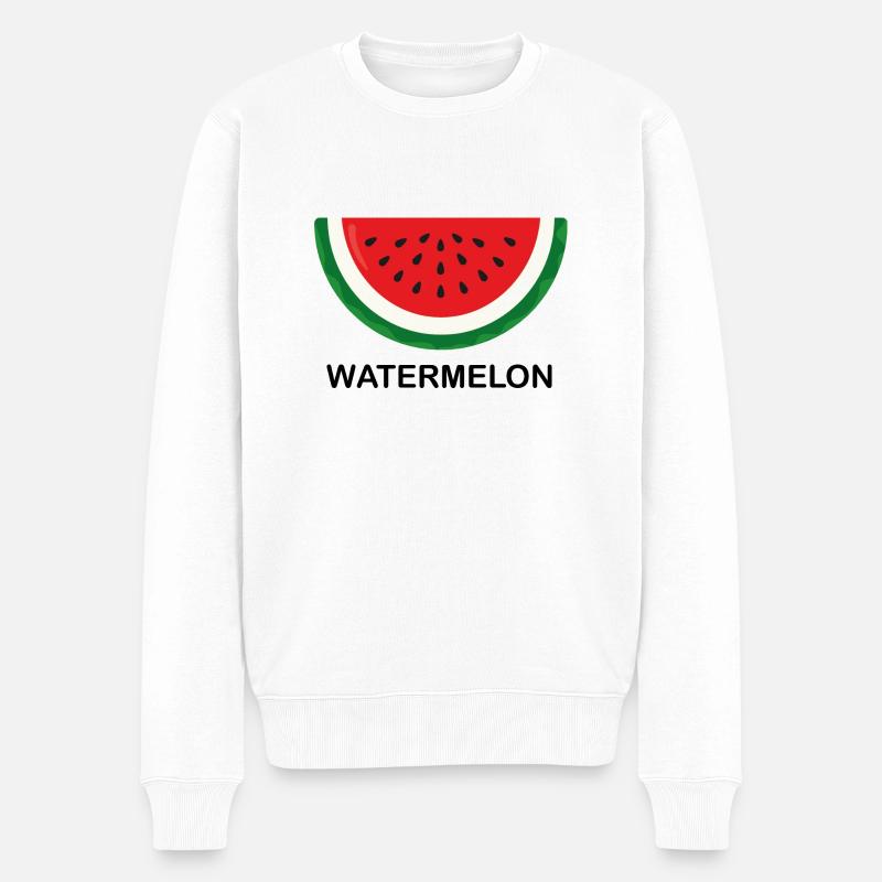 Pastèque, pastèque avec écriture noire - Pull Premium bio Homme - blanc