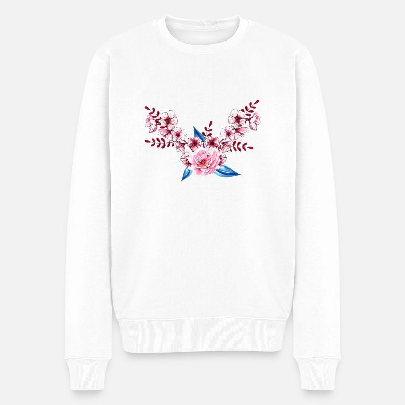 Blumen - Männer Premium Bio Pullover - Weiß