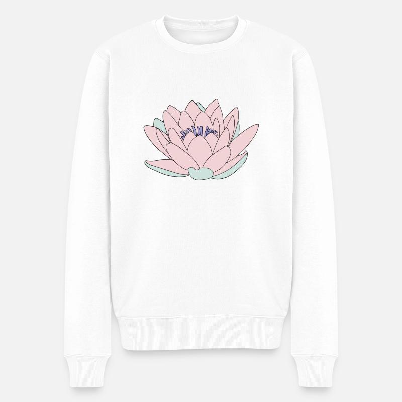 Seerose rosa - Männer Premium Bio Pullover - Weiß