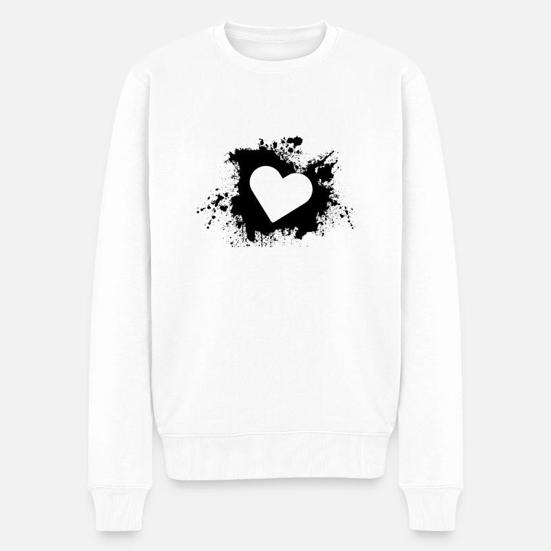 Herz - Männer Premium Bio Pullover - Weiß