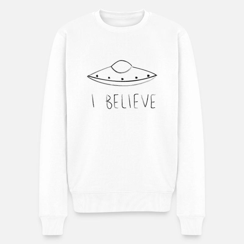 Fliegende Untertasse - Männer Premium Bio Pullover - Weiß