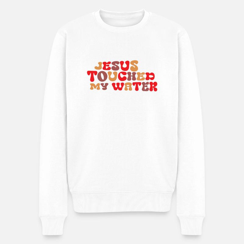 Jesus touched my Water - Männer Premium Bio Pullover - Weiß