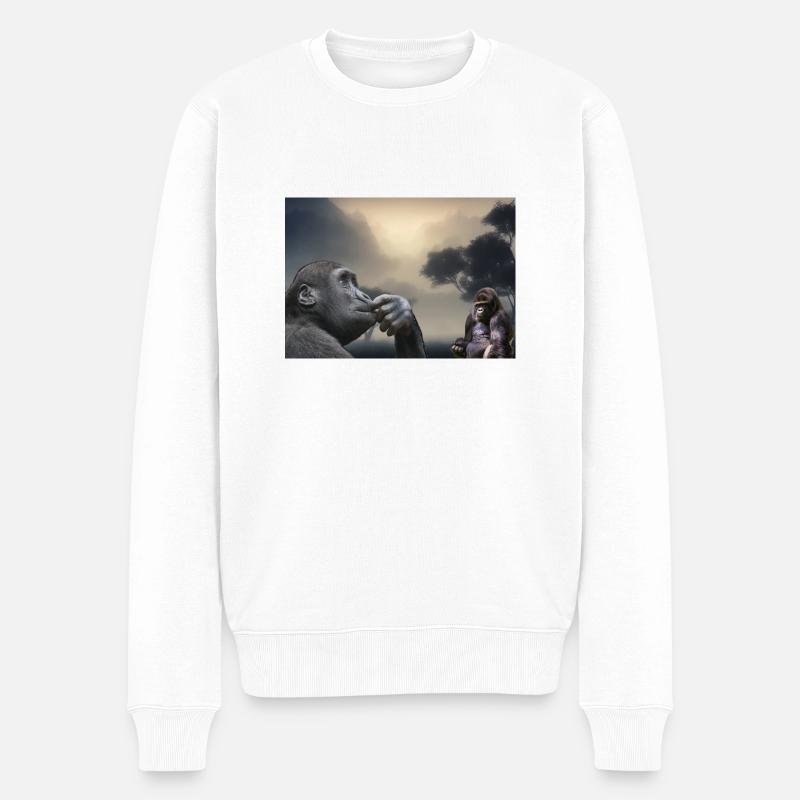 Gorillas - Männer Premium Bio Pullover - Weiß
