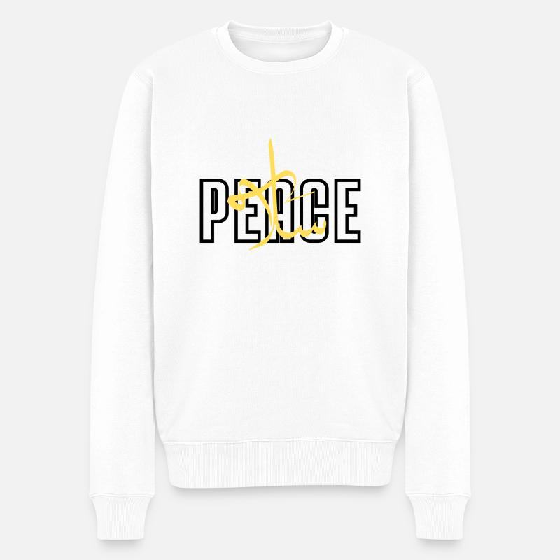 Frieden - Salam - Männer Premium Bio Pullover - Weiß