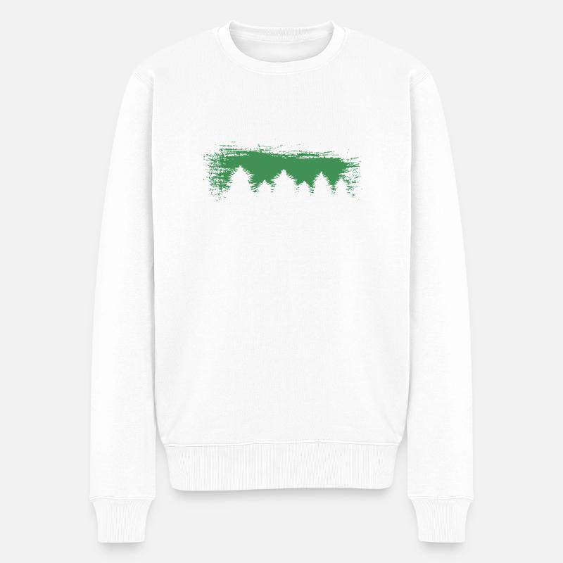 Wald Natur Baum Holz - Männer Premium Bio Pullover - Weiß