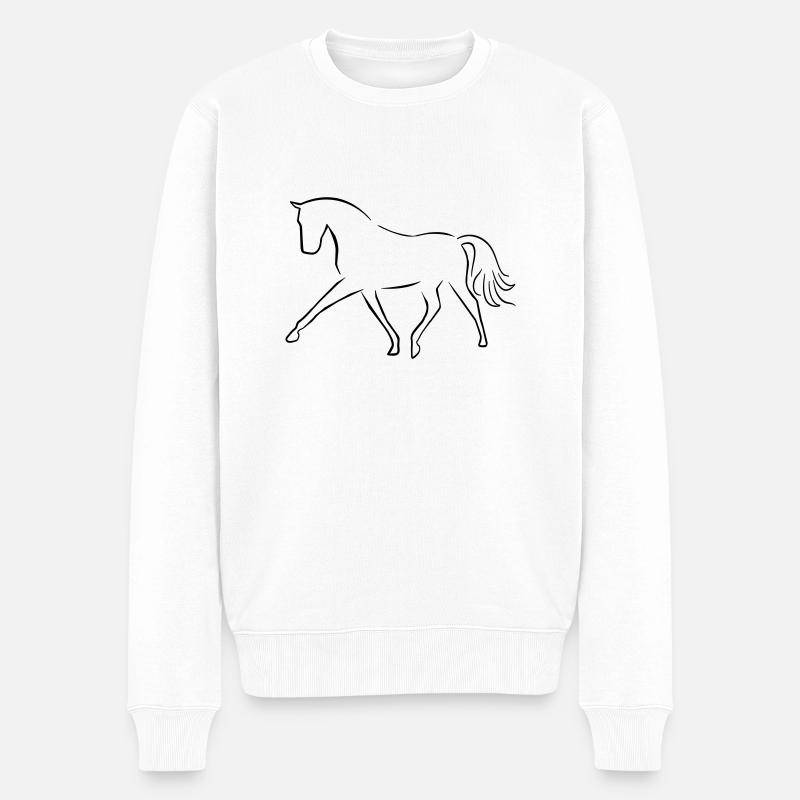 Dressurpferd - Männer Premium Bio Pullover - Weiß