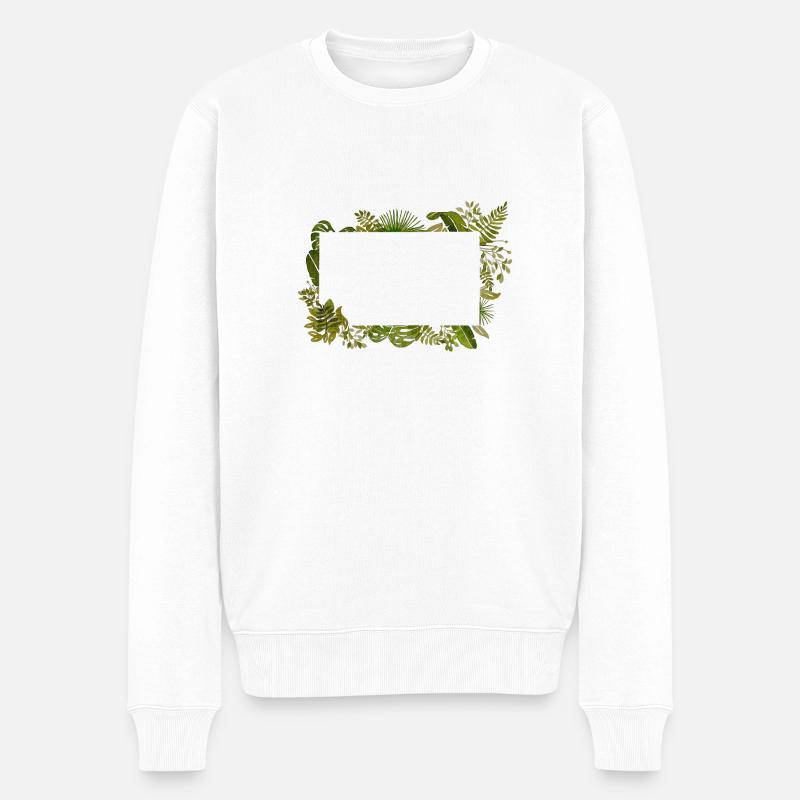 Cadre feuillage à l'aquarelle - Pull Premium bio Homme - blanc