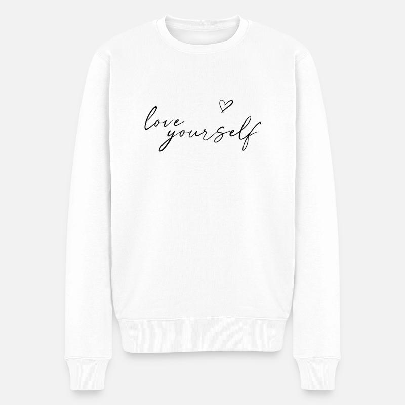 Love yourself - Männer Premium Bio Pullover - Weiß