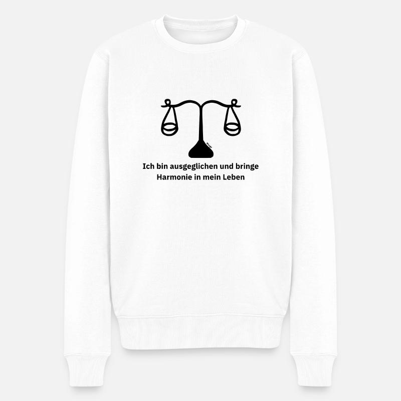 Sternzeichen Waage - Männer Premium Bio Pullover - Weiß