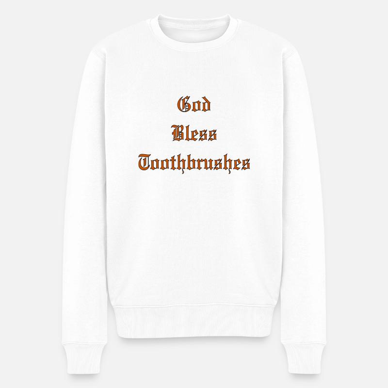 GodBlessToothbrushes - Männer Premium Bio Pullover - Weiß