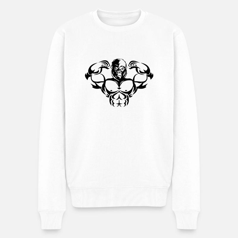 strong gorilla - Männer Premium Bio Pullover - Weiß