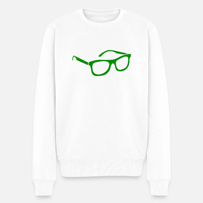 Brille - Männer Premium Bio Pullover - Weiß