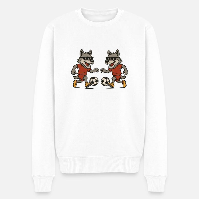 wolf soccer 2 - Männer Premium Bio Pullover - Weiß