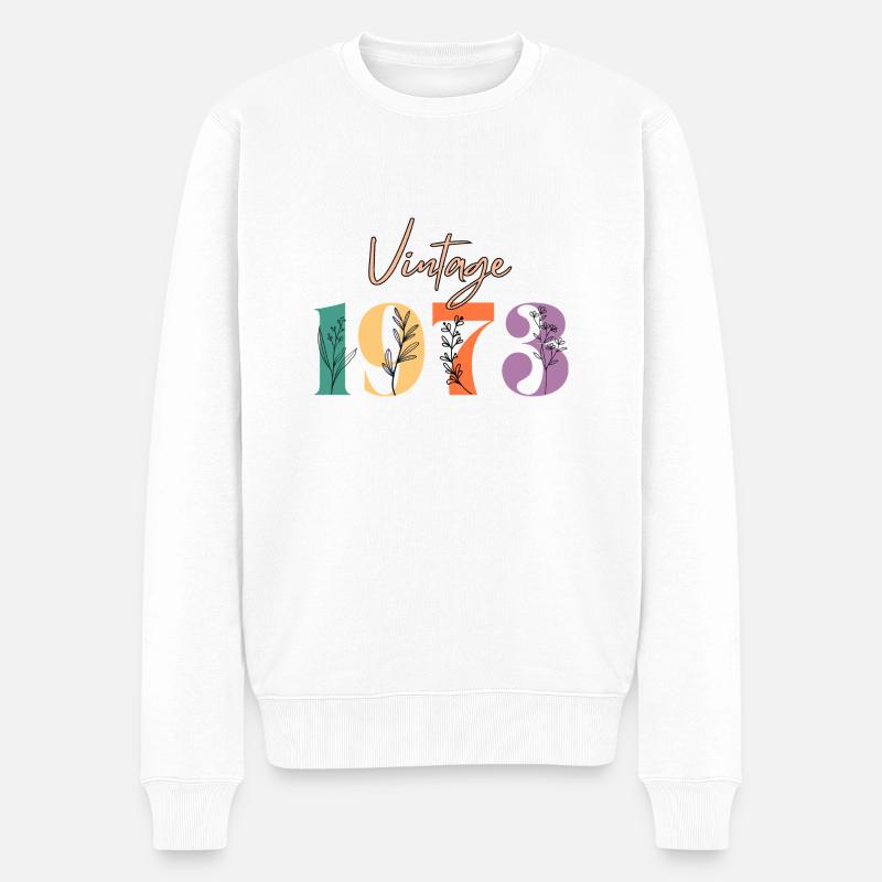 Vintage 1973 florale - Pull Premium bio Homme - blanc