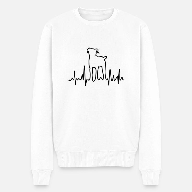 Hund-Herzschlag - Männer Premium Bio Pullover - Weiß