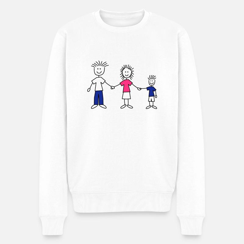 family_dad_and_mom_with_boy_3c - Männer Premium Bio Pullover - Weiß