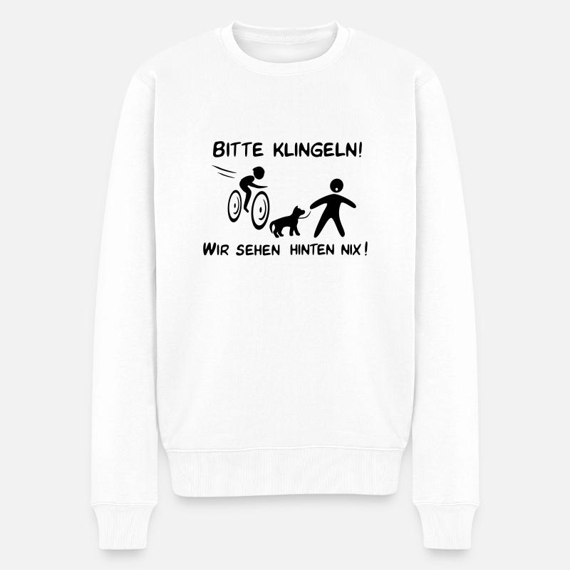 Bitte klingeln! Radfahrer-Hund - Männer Premium Bio Pullover - Weiß
