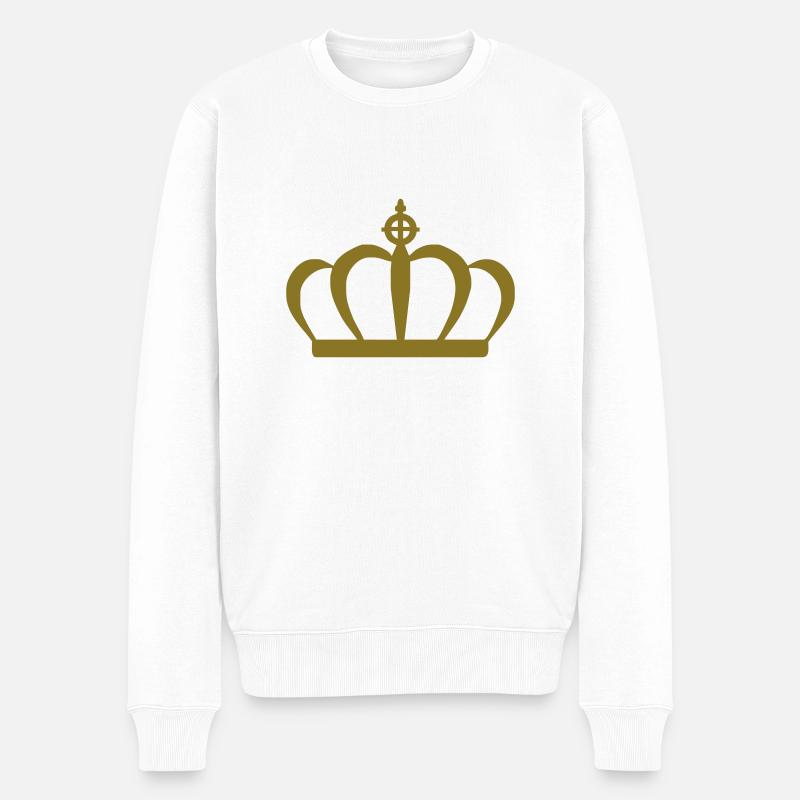 crown - Männer Premium Bio Pullover - Weiß