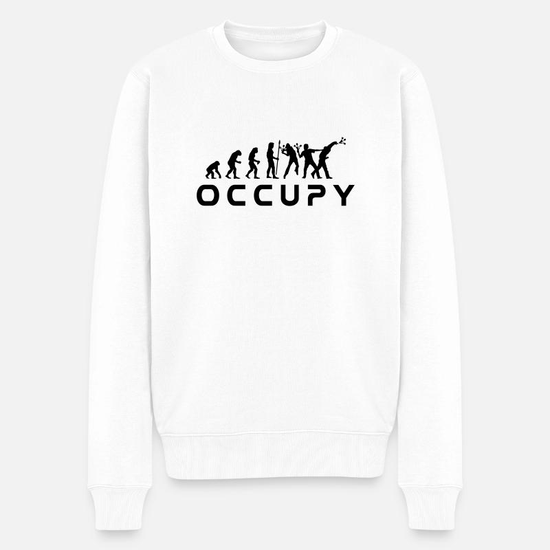 evolution_occupy - Männer Premium Bio Pullover - Weiß